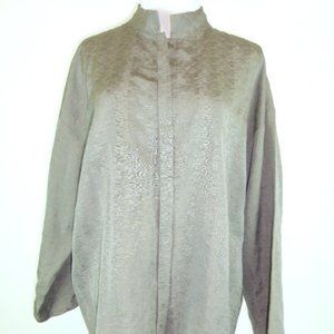 Eileen Fisher gray textured silk mandarin jacket top loose fit S